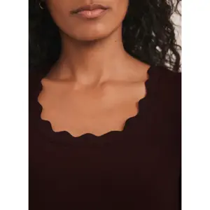 Mint Velvet Burgundy Scallop Trim Midi Dress